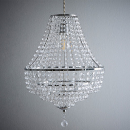 Kliving Freya 3 Tier Clear Acrylic Beads Chrome Pendant Light - Size: 49 x 36 x 36cm - Silver - Wilko - thumbnail 3
