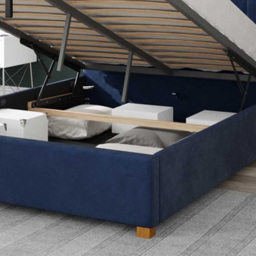 Aspire Hepburn Single Navy Plush Velvet Ottoman Bed - Blue - Aspire Beds - Wilko - thumbnail 4