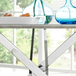 Furniturebox Arona Valera Concrete Effect 6 Seater Round Dining Set Grey White and Chrome - Wilko - thumbnail 7