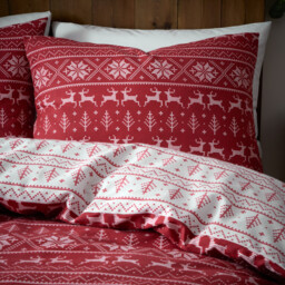 Fairisle Duvet Set - Red/King - Wilko - thumbnail 6