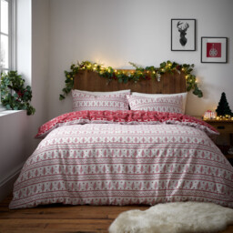 Fairisle Duvet Set - Red/King - Wilko - thumbnail 3