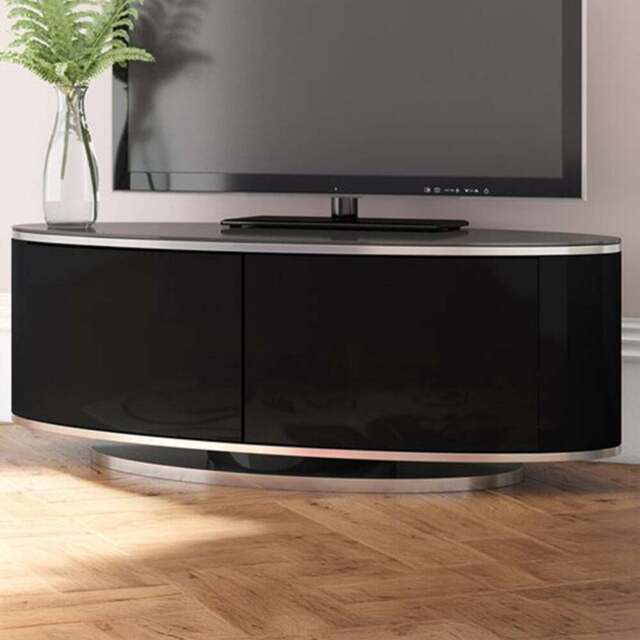 MDA Designs Luna 2 Door Black TV Unit - Size: 41 x 115 x 47cm - Wilko - image 1