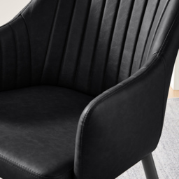 Furniturebox Cori Set of 2 Black Faux Leather Dining Chair - Wilko - thumbnail 3