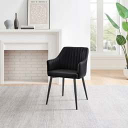Furniturebox Cori Set of 2 Black Faux Leather Dining Chair - Wilko - thumbnail 6