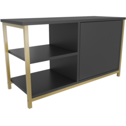 Decorotika Muskegon Single Door and 2 Open Shelf Gold and Anthracite TV Unit - Size: 51 x 90 x 36cm - Multi - Wilko - thumbnail 4