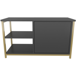 Decorotika Muskegon Single Door and 2 Open Shelf Gold and Anthracite TV Unit - Size: 51 x 90 x 36cm - Multi - Wilko - thumbnail 3