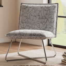 Living and Home Modernism White Accent Chair with Metal Base - Size: Single - Wilko