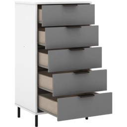 Seconique Madrid 5 Drawer Grey and White Gloss Narrow Chest - Wilko - thumbnail 5