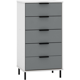 Seconique Madrid 5 Drawer Grey and White Gloss Narrow Chest - Wilko - thumbnail 3