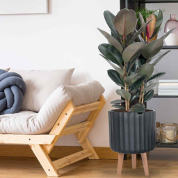 wilko Modern Ribbed Black Indoor Cylinder Plant Pot with Legs 41cm - Instadecor - thumbnail 6
