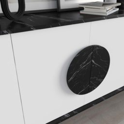 Decortie Gora 4 Door Black and White Marble Effect Sideboard - Size: 82 x 180 x 35.6cm - Multi - Wilko - thumbnail 4