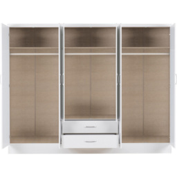 Seconique Nevada 6 Door 2 Drawer Gloss White Wardrobe - Size: 6 Door, 2 Drawer - Wilko - thumbnail 5