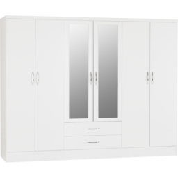 Seconique Nevada 6 Door 2 Drawer Gloss White Wardrobe - Size: 6 Door, 2 Drawer - Wilko - thumbnail 6