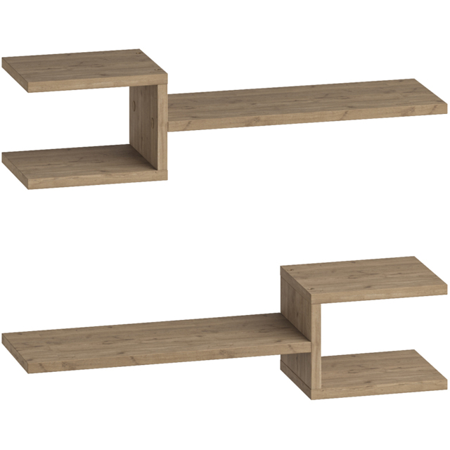 Decortie Natural Oak Wall-Mounted Floating Shelf Set 2 Pack - Size: 18 x 75 x 19.5cm - Brown - Wilko - image 1