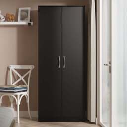 Crowndale Avon 2 Door Matt Black Wardrobe Ready Assembled - Black Matt - Wilko