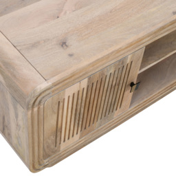 Brooklyn Hudson 2 Door 2 Shelf Carved Mango Wood TV Unit - Brown - Wilko - thumbnail 6