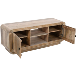 Brooklyn Hudson 2 Door 2 Shelf Carved Mango Wood TV Unit - Brown - Wilko - thumbnail 5