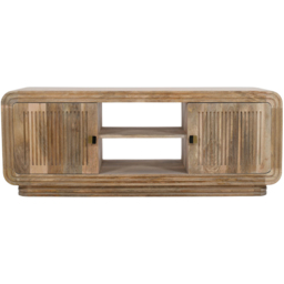 Brooklyn Hudson 2 Door 2 Shelf Carved Mango Wood TV Unit - Brown - Wilko - thumbnail 4