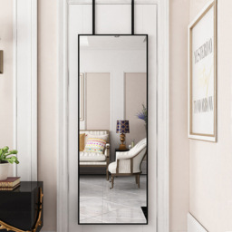 Living and Home Black Frame Over Door Full Length Mirror 28 x 118cm - Size: 118 x 28cm - Wilko - thumbnail 3