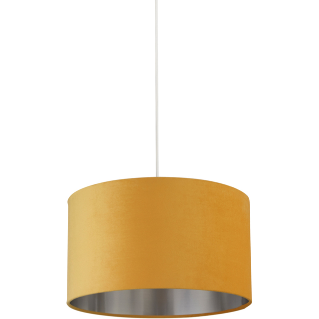 Lighting Collection Ochre Silver Inner Velvet Drum Shade 45cm - Size: 26 x 45 x 45cm - Yellow - Wilko - image 1