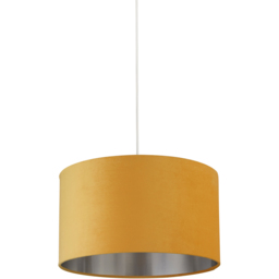 Lighting Collection Ochre Silver Inner Velvet Drum Shade 45cm - Size: 26 x 45 x 45cm - Yellow - Wilko