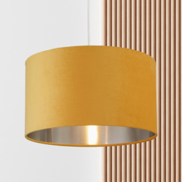 Lighting Collection Ochre Silver Inner Velvet Drum Shade 45cm - Size: 26 x 45 x 45cm - Yellow - Wilko - thumbnail 3