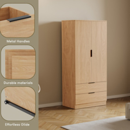 Vida Designs Trega 2 Drawer 2 Door Pine Wardrobe - Size: 2 Door, 2 Drawer - Wilko - thumbnail 6