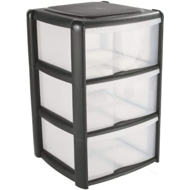 3 Drawer Black Tower Storage Unit - Size: 39 x 67 x 38cm - Wilko - image 1