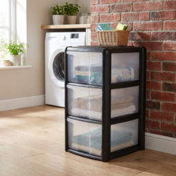 3 Drawer Black Tower Storage Unit - Size: 39 x 67 x 38cm - Wilko - thumbnail 4