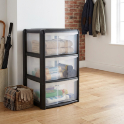 3 Drawer Black Tower Storage Unit - Size: 39 x 67 x 38cm - Wilko - thumbnail 7