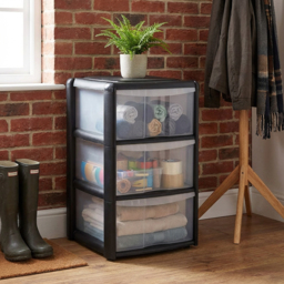 3 Drawer Black Tower Storage Unit - Size: 39 x 67 x 38cm - Wilko - thumbnail 5