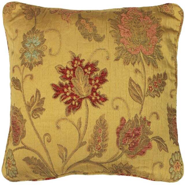 Paoletti Zurich Gold Floral Jacquard Cushion - Size: 45 x 45 cm - Wilko - image 1