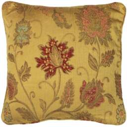 Paoletti Zurich Gold Floral Jacquard Cushion - Size: 45 x 45 cm - Wilko