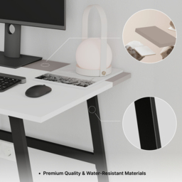Decortie Kemre Metal Leg Modern Computer Desk Black White and Mocha Grey - Size: 76.7 x 106 x 60cm - Multi - Wilko - thumbnail 6