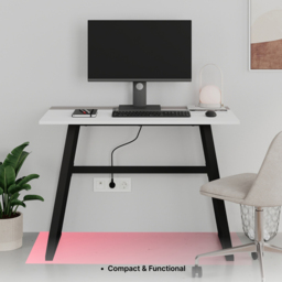 Decortie Kemre Metal Leg Modern Computer Desk Black White and Mocha Grey - Size: 76.7 x 106 x 60cm - Multi - Wilko - thumbnail 7