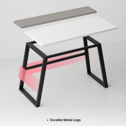 Decortie Kemre Metal Leg Modern Computer Desk Black White and Mocha Grey - Size: 76.7 x 106 x 60cm - Multi - Wilko - thumbnail 4