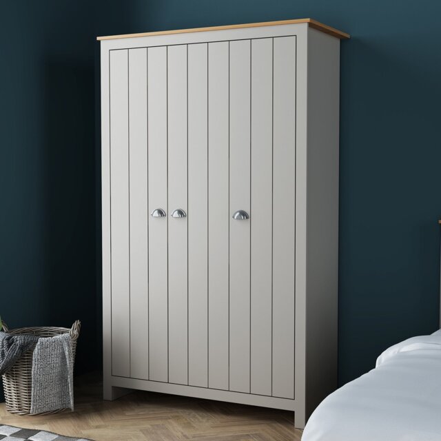 Lexington 3 Door Grey Wardrobe - Wilko - image 1