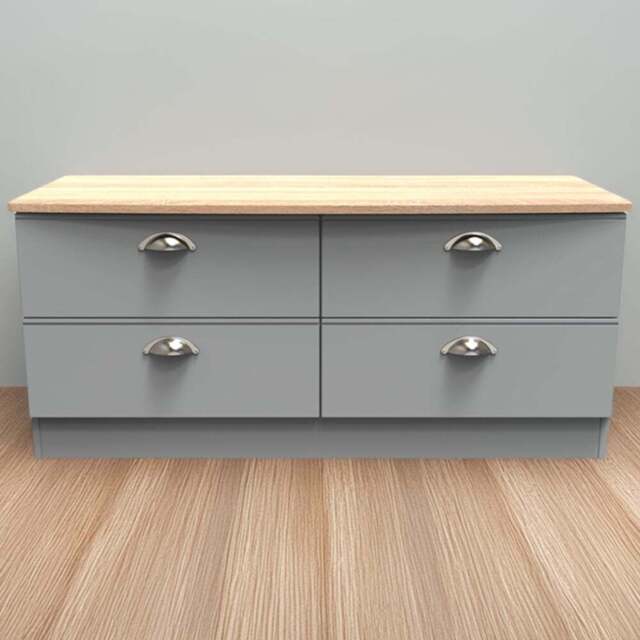 Crowndale Victoria 4 Drawer Dusk Grey and Oak Bedbox - Wilko - image 1