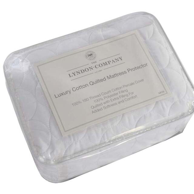 The Lyndon Company Single Cotton Quilted Mattress Protector - White - Wilko - image 1