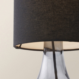 ValueLights Sylvie Black Linen Tall Lamp Shade Smoked Glass Squat LED Table Lamp - Size: 52 x 19 x 19cm - Grey - Wilko - thumbnail 4