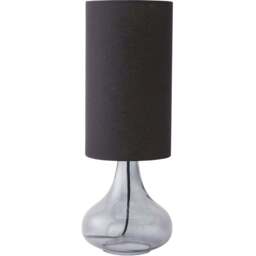 ValueLights Sylvie Black Linen Tall Lamp Shade Smoked Glass Squat LED Table Lamp - Size: 52 x 19 x 19cm - Grey - Wilko