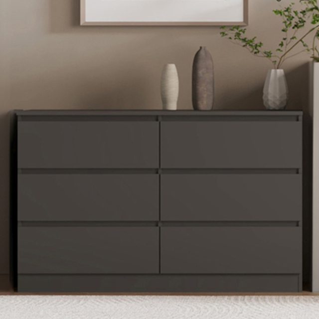 Seconique Malvern 6 Drawer Grey Chest of Drawers - Wilko - image 1