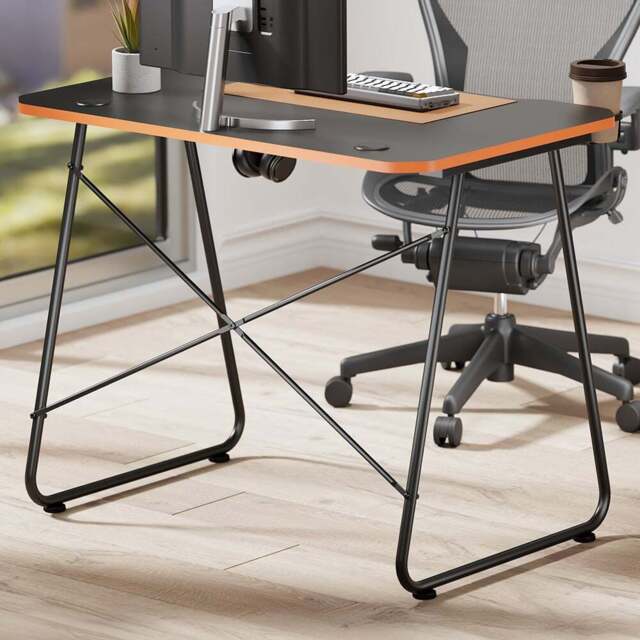 Properav Black and Orange Computer Gaming Desk - Size: 75 x 112 x 60cm - Wilko - image 1