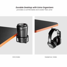 Properav Black and Orange Computer Gaming Desk - Size: 75 x 112 x 60cm - Wilko - thumbnail 7