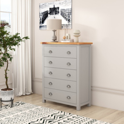 Cabinet Bits Argenta 5 Drawer Grey Chrome Cup Handle Chest of Drawers - Wilko - thumbnail 6