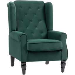 HOMCOM Green Fabric Retro Tufted Club Accent Armchair - Size: Single - Wilko - thumbnail 3