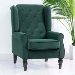 HOMCOM Green Fabric Retro Tufted Club Accent Armchair - Size: Single - Wilko - thumbnail 1