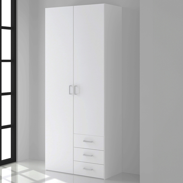Florence 3 Drawer 2 Door White Space Wardrobe - Size: 2 Door, 3 Drawer - Furniture To Go - Wilko - image 1