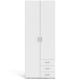 Florence 3 Drawer 2 Door White Space Wardrobe - Size: 2 Door, 3 Drawer - Furniture To Go - Wilko - thumbnail 4