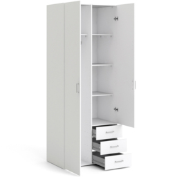 Florence 3 Drawer 2 Door White Space Wardrobe - Size: 2 Door, 3 Drawer - Furniture To Go - Wilko - thumbnail 6